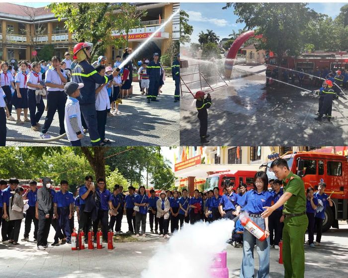 Tuyên truyền, hướng dẫn kỹ năng PCCC cho các em học sinh, sinh viên.