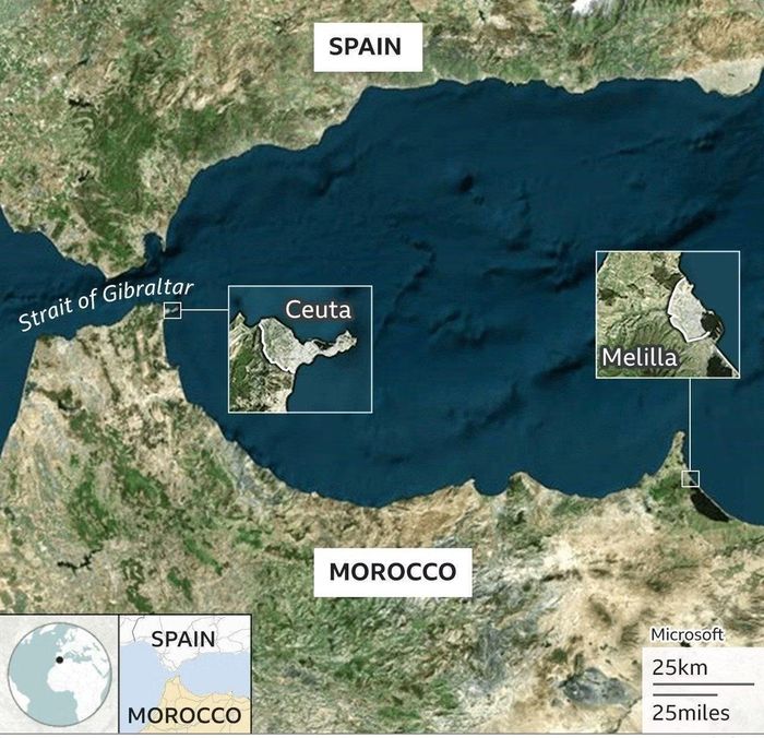 Vị trí thành phố Ceuta. Đồ họa: BBC