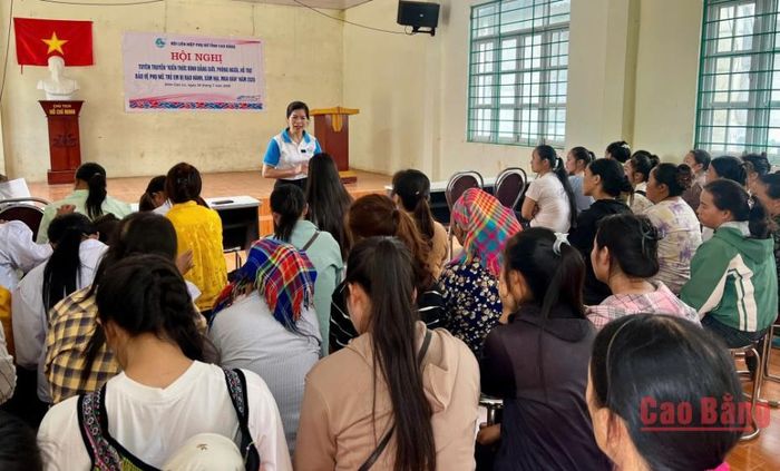 Hội Liên hiệp Phụ nữ tỉnh tuyên truyền tại xóm Cao Lù, xã Ca Thành.