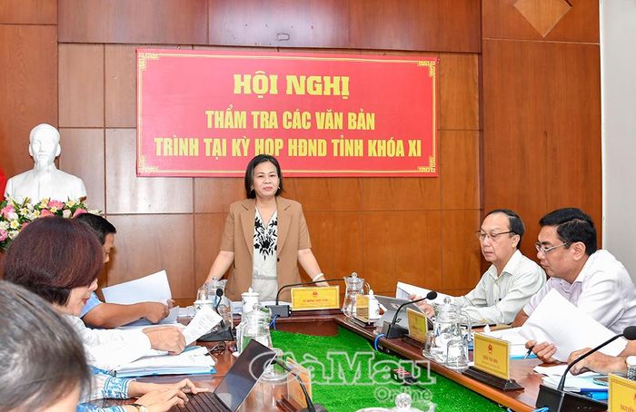 Bà Vũ Hồng Như Yến, Trưởng Ban Kinh tế - Ngân sách HĐND tỉnh phát biểu kết luận hội nghị.