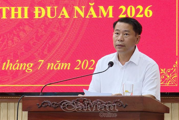 Đồng chí Huỳnh Thanh Tuấn, Trưởng Ban Thi đua - Khen thưởng tỉnh, phát biểu chỉ đạo tại hội nghị.