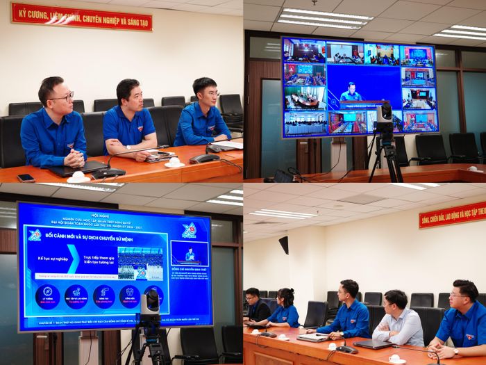 Đoàn Thanh niên Kiểm toán nhà nước tham gia nghiêm túc tại điểm cầu trực tuyến tại Trụ sở KTNN số 116 Nguyễn Chánh, Hà Nội. Ảnh: KHÁNH LINH