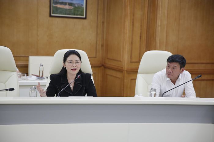 Phó Tổng Kiểm toán nhà nước Hà Thị Mỹ Dung phát biểu tại cuộc họp.