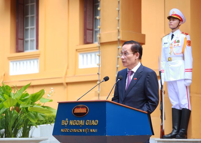 Bộ trưởng Bộ Ngoại giao Lê Hoài Trung phát biểu tại buỗi Lễ. Ảnh: Bộ Ngoại giao