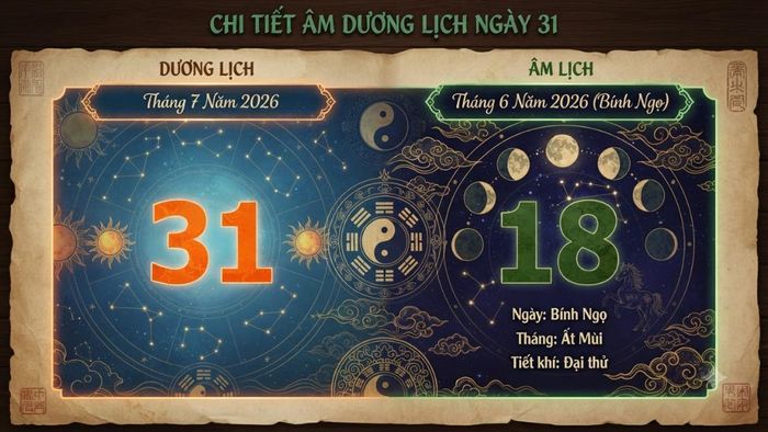 Xem lịch âm 31/7: Lịch âm hôm nay là ngày mấy?