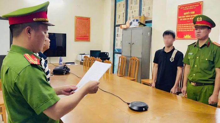 L.V.L. tại cơ quan công an. (Ảnh: Công an tỉnh Tuyên Quang)