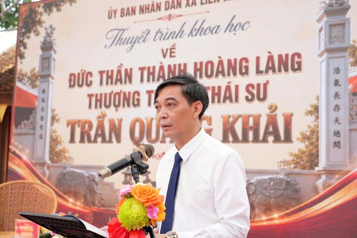 Chủ tịch UBND xã Liên Minh Nguyễn Quý Mạnh phát biểu tại sự kiện. Ảnh: Đỗ Văn Tùng