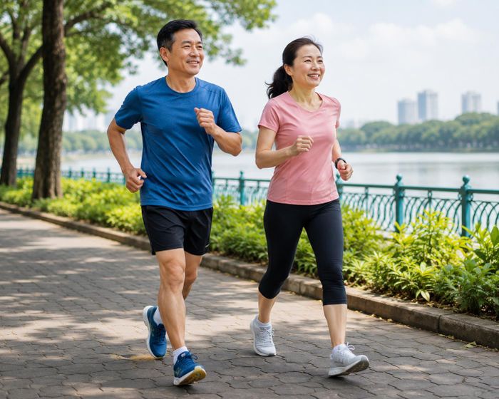 Đi bộ là một trong những hình thức vận động đơn giản, phù hợp với hầu hết người sau tuổi 50. Ảnh: AI.