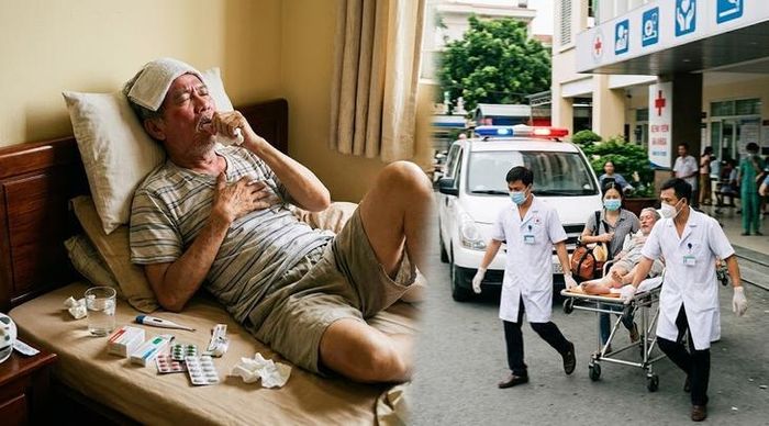 Người bệnh sốt, ho kèm khó thở, đau tức ngực hoặc lơ mơ cần được đưa đến cơ sở y tế để đánh giá sớm, không nên tiếp tục tự điều trị tại nhà. Hình minh họa AI