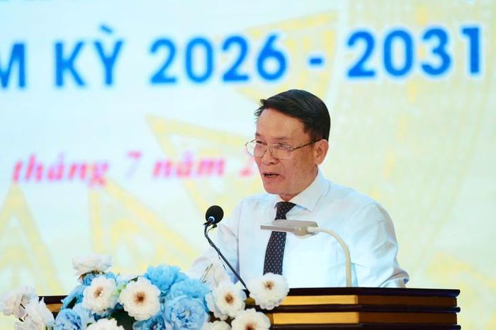 Đồng chí Nguyễn Đức Lợi - Nguyên Ủy viên Trung ương Đảng, Phó Chủ tịch Thường trực Hội Nhà báo Việt Nam phát biểu chỉ đạo tại Đại hội. Ảnh: H.T