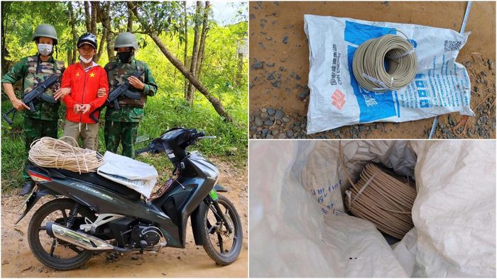 Đối tượng Trương Quốc Phong và tang vật tại hiện trường. Ảnh: BP