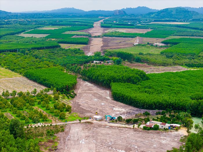 Đối với phần nền đường, các mũi thi công đang thực hiện phát quang, bóc lớp đất hữu cơ, đào nền, đắp và lu lèn nền đường K95 tại đoạn từ Km29+900 đến Km32+400 và các nhánh nút giao Cao Cang.