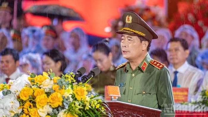 Thượng tướng Lê Quốc Hùng, Thứ trưởng Bộ Công an phát biểu tại buổi lễ.