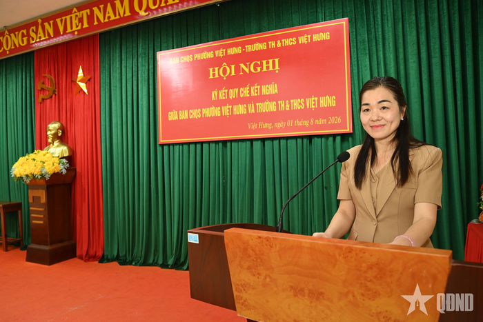Đồng chí Vũ Ngọc Hà, Phó chủ tịch UBND phường Việt Hưng phát biểu tại chương trình.
