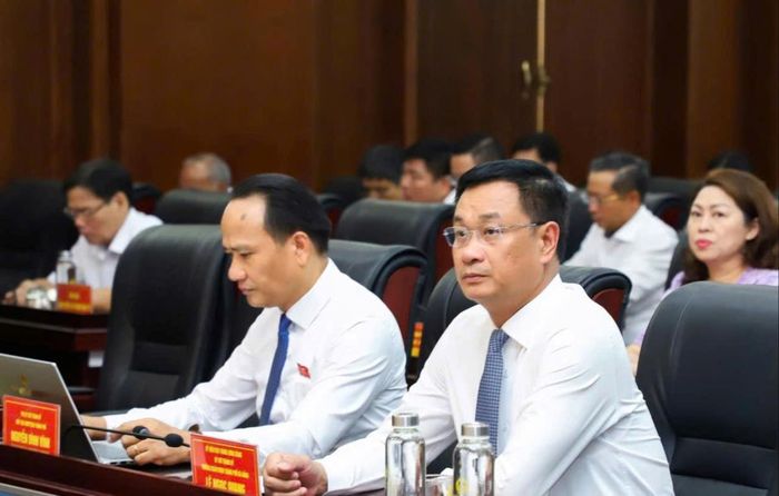 Bí thư Thành ủy Đà Nẵng Lê Ngọc Quang (hàng đầu, bên phải) dự Hội nghị.