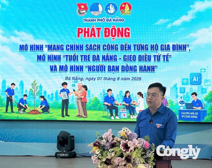 Anh Lê Công Hùng, Ủy viên Ban Thường vụ Trung ương Đoàn, Bí thư Thành Đoàn Đà Nẵng phát biểu tại lễ phát động triển khai 3 mô hình trọng tâm năm 2026.