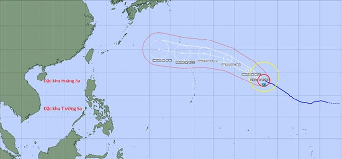 Dự báo đường đi của cơ quan khí tượng Nhật Bản lúc 7h ngày 1/8/2026. Nguồn: NCHMF