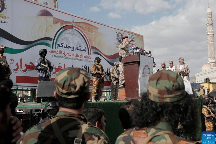 Các thành viên lực lượng Houthi tại một sự kiện ở Yemen vào năm 2024. Ảnh: THX