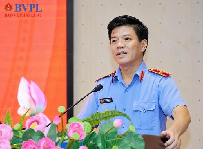 Viện trưởng VKSND tỉnh Kiều Hoài Phong phát biểu tại buổi lễ.