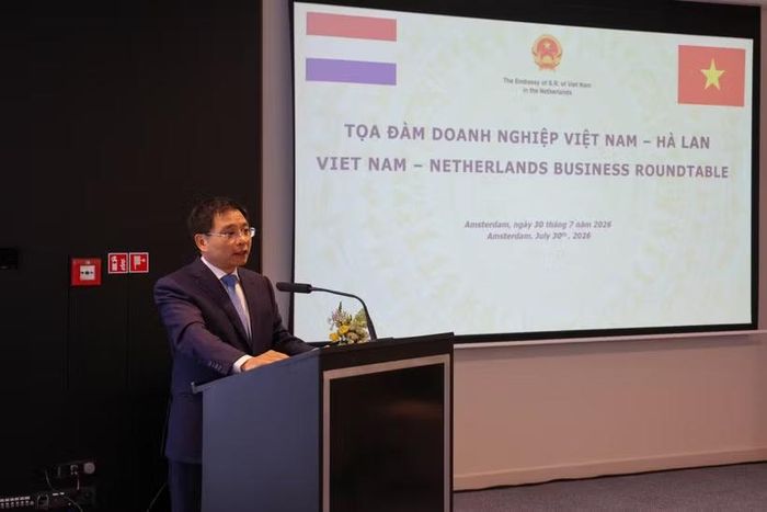 Ngày 30/7, tại Amsterdam, Phó Thủ tướng Chính phủ Nguyễn Văn Thắng đã chủ trì cuộc tọa đàm với các doanh nghiệp hàng đầu của Hà Lan. (Ảnh: Anh Hiển/TTXVN)