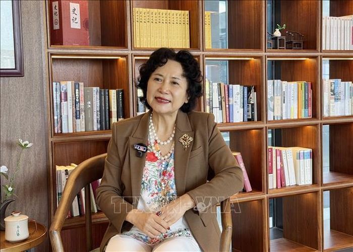 Giáo sư cao cấp Đào Nhất Đào, Viện trưởng Viện nghiên cứu “Vành đai và Con đường” thuộc Đại học Thâm Quyến (Trung Quốc) trả lời phỏng vấn phóng viên TTXVN tại Bắc Kinh.