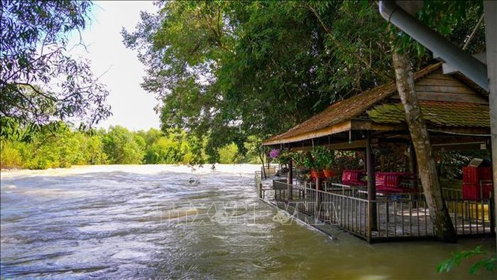 Quán ăn có dấu hiệu lấn chiếm hành lang thoát lũ hồ Dầu Tiếng tại ấp Sơn Đài, xã Dầu Tiếng, Thành phố Hồ Chí Minh.