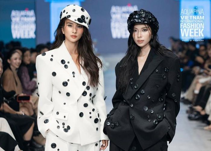 Kim Tuyến trong hình ảnh high fashion, tự tin catwalk đôi cùng Đồng Ánh Quỳnh. Ảnh: Internet.