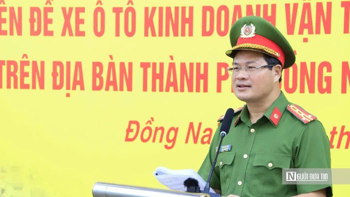 Đại tá Trần Anh Sơn, Phó Giám đốc Công an thành phố phát biểu chỉ đạo tại buổi lễ