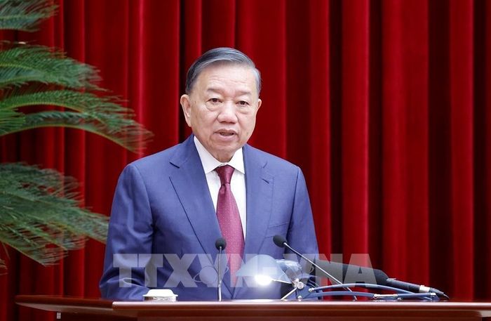 Tổng Bí thư, Chủ tịch nước Tô Lâm phát biểu khai mạc Hội nghị lần thứ ba Ban Chấp hành Trung ương Đảng khoá XIV. Ảnh: Thống Nhất - TTXVN