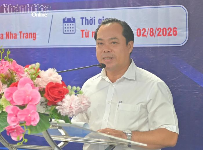 Ông Phan Đức Cường - Giám đốc Trung tâm Dịch vụ Thi đấu thể thao, Phó Trưởng Ban tổ chức giải phát biểu khai mạc.