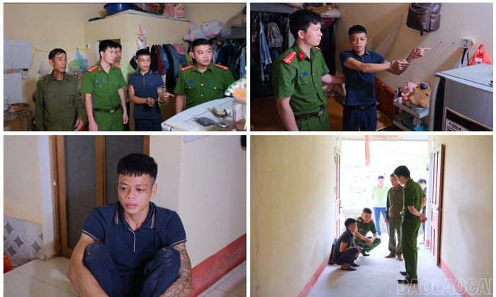 Lực lượng công an đưa đối tượng Tòng Thanh Hoàng đến hiện trường để xác định vị trí, diễn biến hành vi trộm cắp và củng cố tài liệu, chứng cứ phục vụ công tác điều tra.