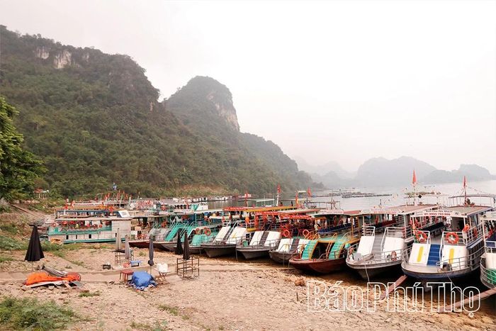 Nhiều tàu tại các bến cảng trên hồ Hòa Bình sẵn sàng phục vụ du khách.