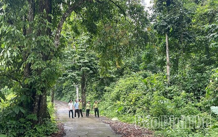 Cán bộ Vườn Quốc gia Xuân Sơn phối hợp tuần tra bảo vệ rừng.