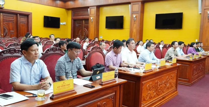 Đại biểu tham dự hội nghị tại điểm cầu Tỉnh ủy Quảng Trị - Ảnh: Q.V