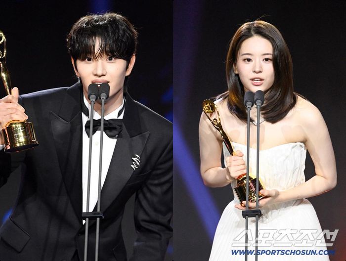 Kim Jae Won và Jeon So Young giành giải Nam/Nữ diễn viên mới xuất sắc nhất. (Ảnh: Sports Chosun).