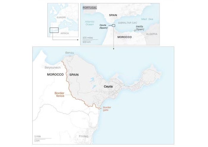 Vị trí thành phố Ceuta. Đồ họa: CNN