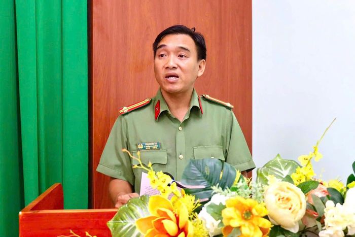 Đại diện Ban Chỉ huy CAP Thủ Dầu Một phát biểu tại chương trình
