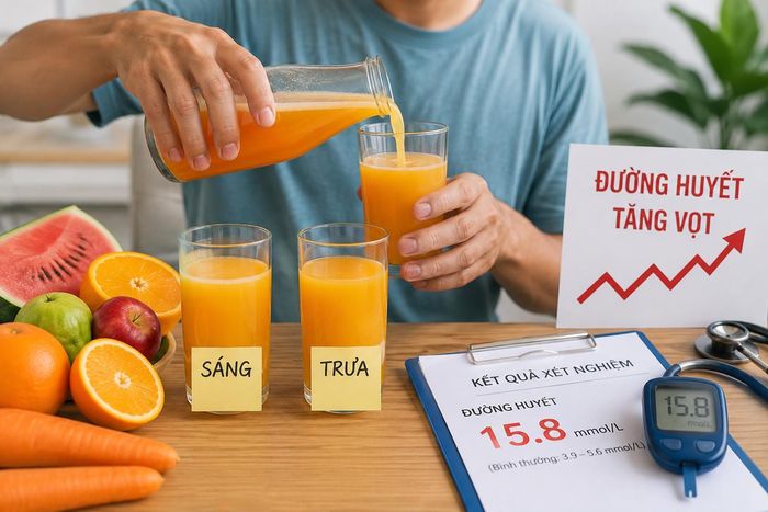 Uống nước ép quá nhiều sẽ tiềm ẩn nguy cơ tăng đường huyết, chỉ số axit uric.