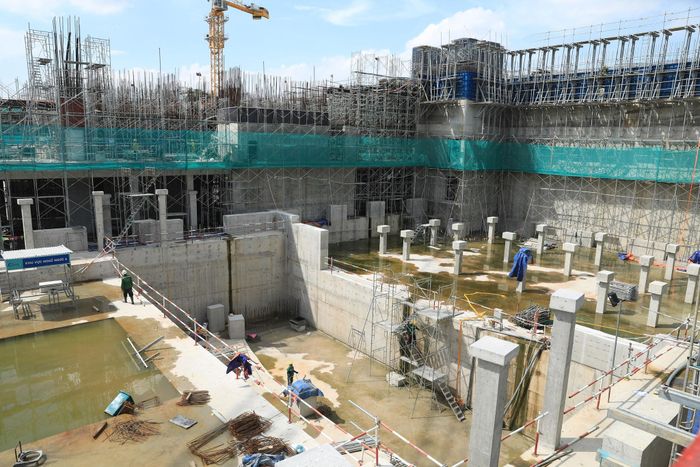 Giai đoạn 1 gồm cụm công trình Nhà hát Ngọc Trai (93.339m²) và bãi đỗ xe (4.016m²). Ảnh: Quang Thái