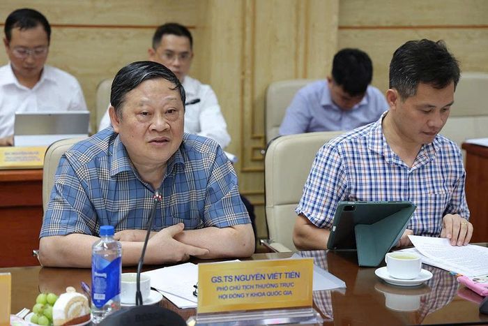 GS.TS Nguyễn Viết Tiến - nguyên Thứ trưởng Bộ Y tế, Phó Chủ tịch Thường trực Hội đồng Y khoa Quốc gia phát biểu. Ảnh: Trần Minh