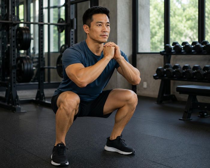 Squat giúp duy trì sức mạnh chân và hông. Ảnh: AI.