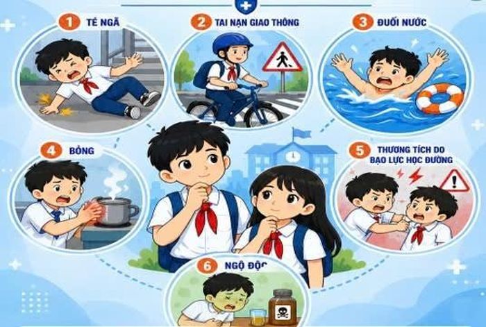 Một số tai nạn thương tích thường gặp ở học sinh. 