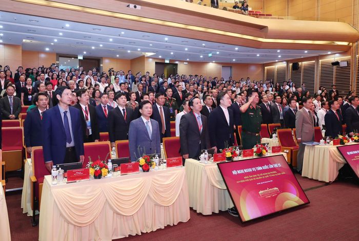 Các đại biểu tham dự Hội nghị Ngoại vụ toàn quốc lần thứ 22 với chủ đề "Nâng tầm công tác đối ngoại địa phương, huy động hiệu quả các nguồn lực quốc tế phục vụ phát triển" ngày 2/8. Ảnh: Trần Huấn.