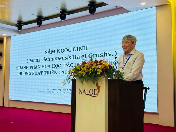  GS.TS Trần Công Luận, Hiệu trưởng Trường Đại học Tây Đô, chia sẻ tại hội thảo 