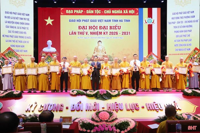 Trao bằng khen của Chủ tịch UBND tỉnh cho các cá nhân.