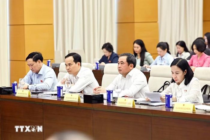 Tổ trưởng Tổ đảng Đoàn đại biểu Quốc hội các tỉnh, thành phố dự hội nghị. (Ảnh: Doãn Tấn/TTXVN)