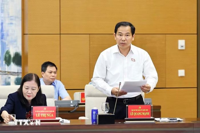 Tổng thư ký Quốc hội, Chủ nhiệm Văn phòng Quốc hội Lê Quang Mạnh phát biểu. (Ảnh: Doãn Tấn/TTXVN)