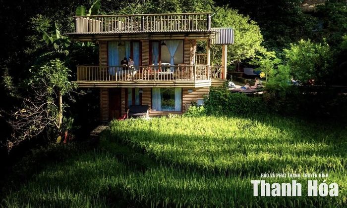 Khu nghỉ dưỡng Pù Luông Jungle Lodge (xã Pù Luông) - “trạm chữa lành” giữa núi rừng miền Tây xứ Thanh. Ảnh: Hoài Anh