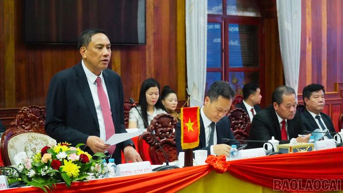 Đồng chí Hoàng Giang khẳng định Lào Cai và Xay Nhạ Bu Ly còn nhiều tiềm năng, dư địa để mở rộng hợp tác.