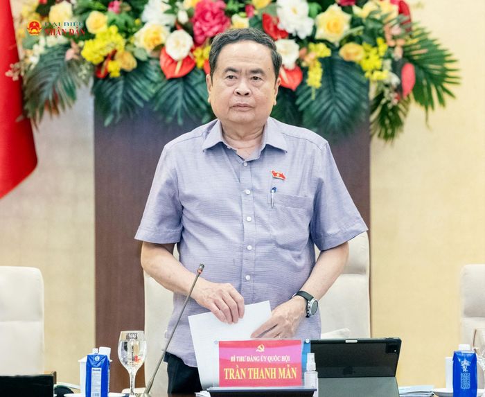 Chủ tịch Quốc hội Trần Thanh Mẫn phát biểu tại hội nghị. Ảnh: Lâm Hiển